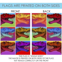 Neon Dinosaur Collage Outdoor House Flag 40" X 28" -PatioVibe Shop dtol 1010893 4 70631.1683877611