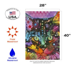 Black And Green Neon Cat Outdoor House Flag 40" X 28" -PatioVibe Shop dtol 1010915 3 24477.1683892418