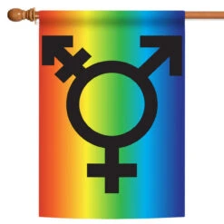 Red And Blue Transgender Symbol Outdoor House Flag 40" X 28"