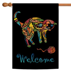 Yellow And Blue Welcome Outdoor House Flag 40" X 28"