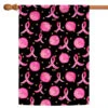 Black And Pink Ribbon Polka Dot Outdoor House Flag 40" X 28"