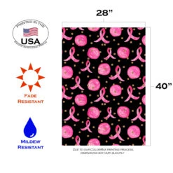 Black And Pink Ribbon Polka Dot Outdoor House Flag 40" X 28" -PatioVibe Shop dtol 1010929 3 23267.1684226254