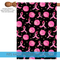 Black And Pink Ribbon Polka Dot Outdoor House Flag 40" X 28" -PatioVibe Shop dtol 1010929 5 11352.1684226255