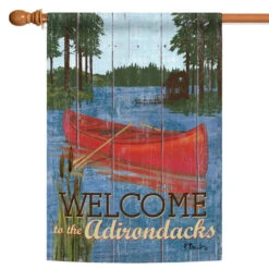 Red And Blue Rustic Lake Adirondack Outdoor House Flag 40" X 28"