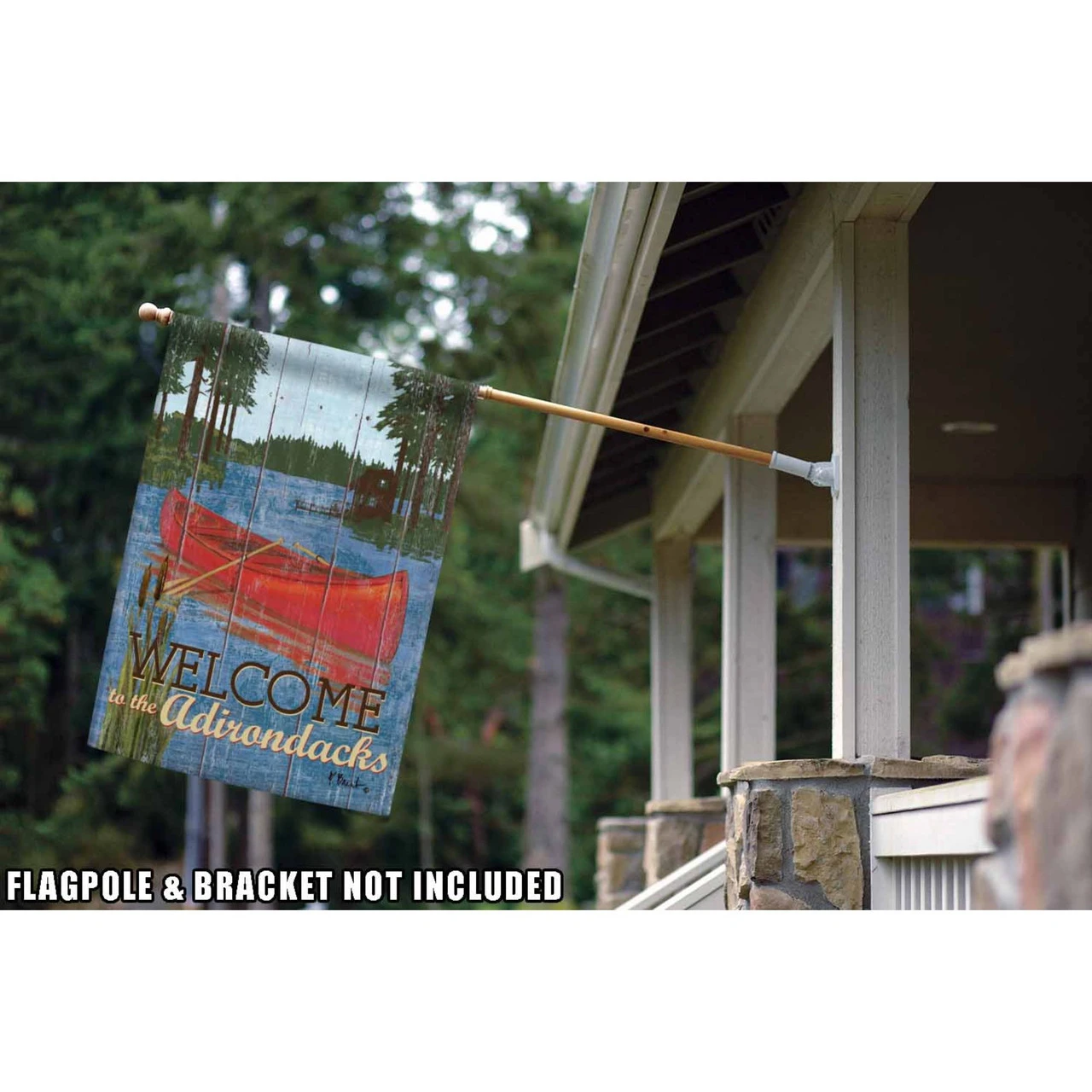 Red And Blue Rustic Lake Adirondack Outdoor House Flag 40" X 28" 2 Red And Blue Rustic Lake Adirondack Outdoor House Flag 40" X 28" - Image 2