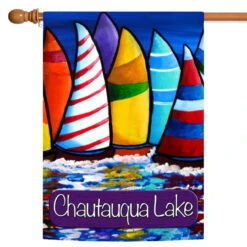 Blue And Yellow Skipper's Traffic Chautauqua Lake Board Outdoor House Flag 40" X 28"