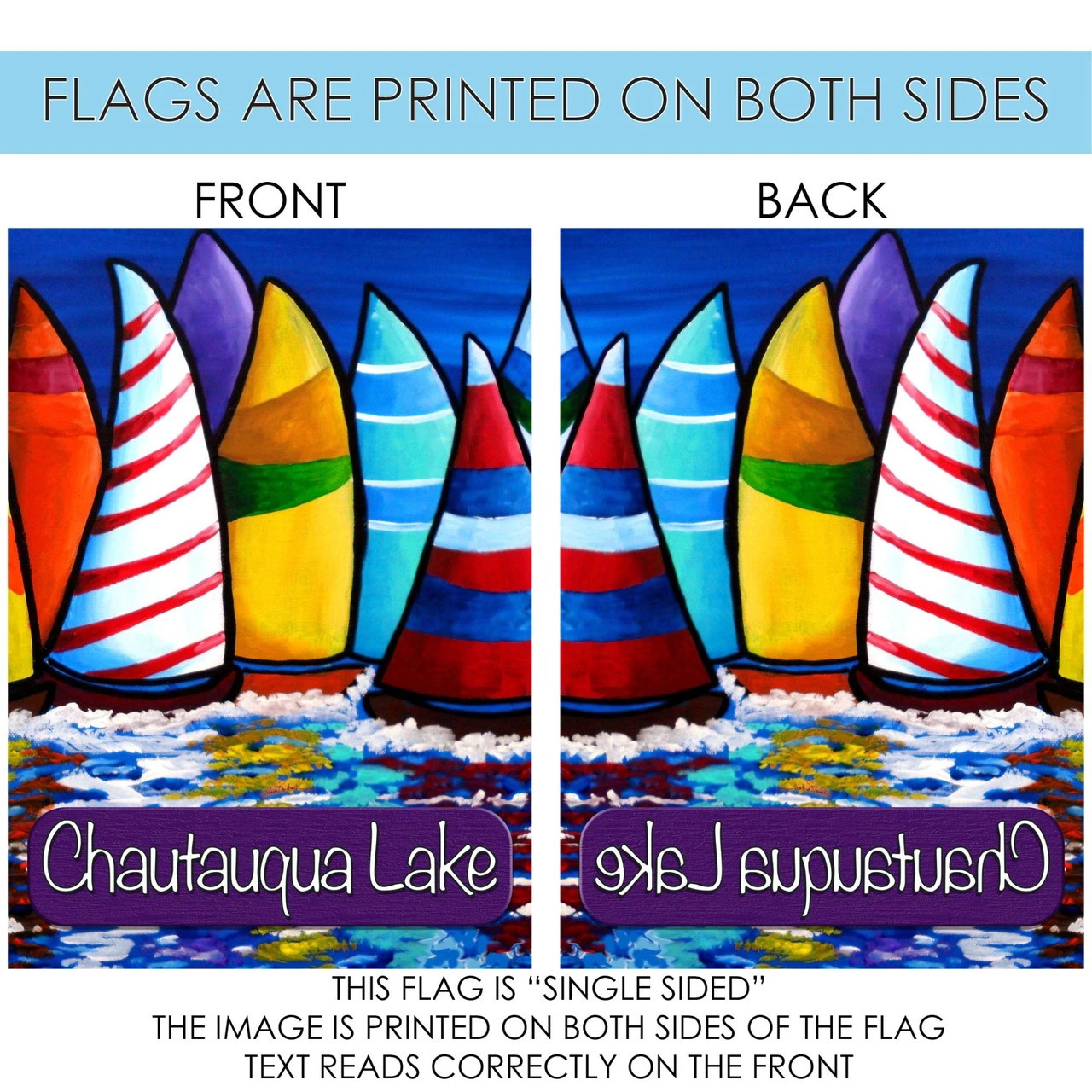 Blue And Yellow Skipper's Traffic Chautauqua Lake Board Outdoor House Flag 40" X 28" 4 Blue And Yellow Skipper's Traffic Chautauqua Lake Board Outdoor House Flag 40" X 28" - Image 4
