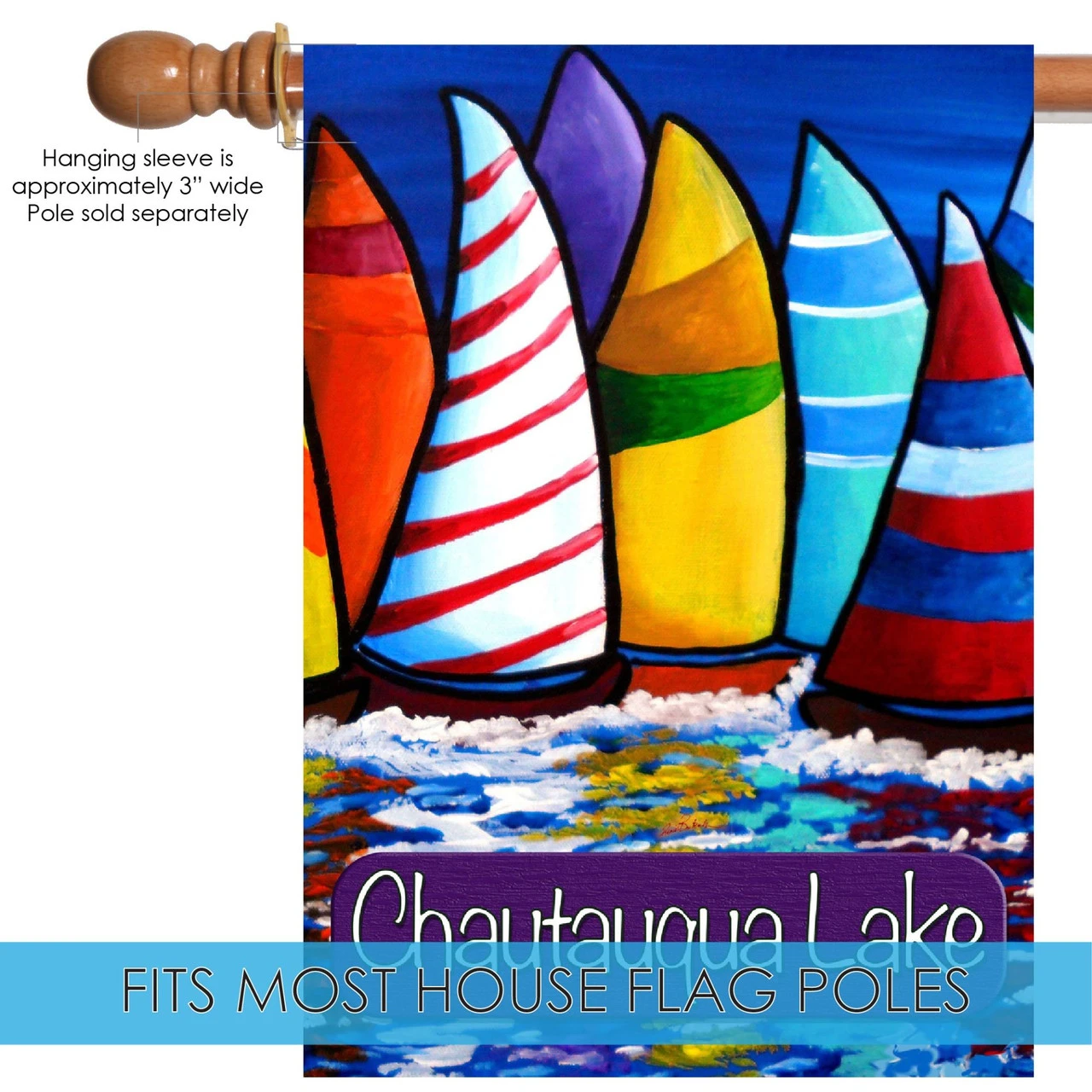 Blue And Yellow Skipper's Traffic Chautauqua Lake Board Outdoor House Flag 40" X 28" 5 Blue And Yellow Skipper's Traffic Chautauqua Lake Board Outdoor House Flag 40" X 28" - Image 5