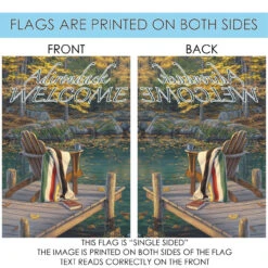 Brown And Green Adirondack At The Pond Outdoor House Flag 40" X 28" 8 Brown And Green Adirondack At The Pond Outdoor House Flag 40" X 28" -PatioVibe Shop dtol 1010969 4 84636.1684182355