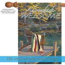 Brown And Green Adirondack At The Pond Outdoor House Flag 40" X 28" 9 Brown And Green Adirondack At The Pond Outdoor House Flag 40" X 28" -PatioVibe Shop dtol 1010969 5 88882.1684182355