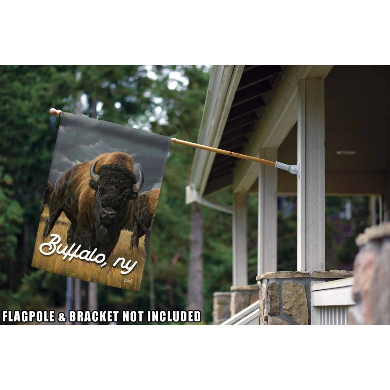 Brown And Black Roaming Buffalo Welcome Outdoor House Flag 40" X 28" 2 Brown And Black Roaming Buffalo Welcome Outdoor House Flag 40" X 28" - Image 2