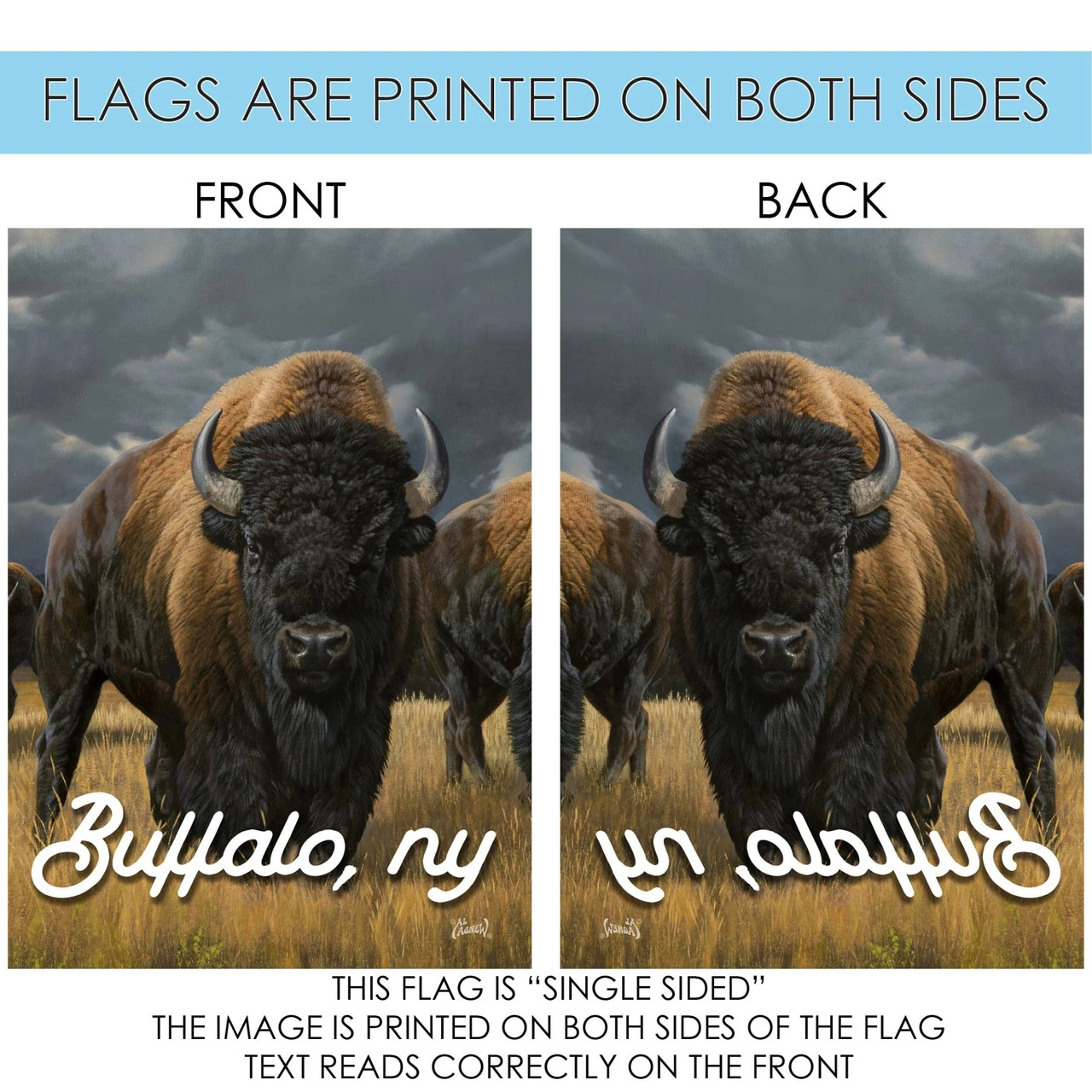 Brown And Black Roaming Buffalo Welcome Outdoor House Flag 40" X 28" 3 Brown And Black Roaming Buffalo Welcome Outdoor House Flag 40" X 28" - Image 3