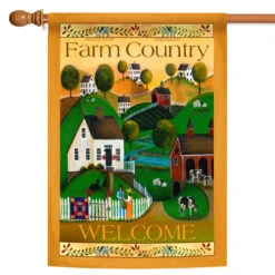 Green And Orange Country Neighbors Outdoor House Flag 40" X 28"
