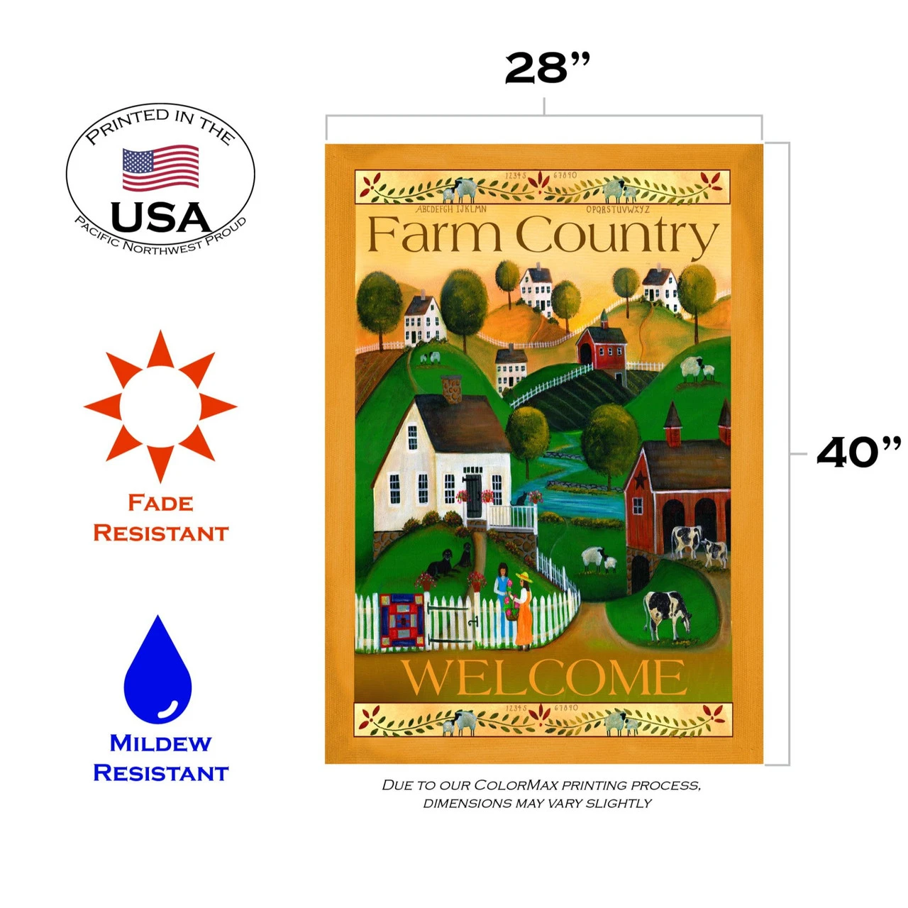 Green And Orange Country Neighbors Outdoor House Flag 40" X 28" 3 Green And Orange Country Neighbors Outdoor House Flag 40" X 28" - Image 3