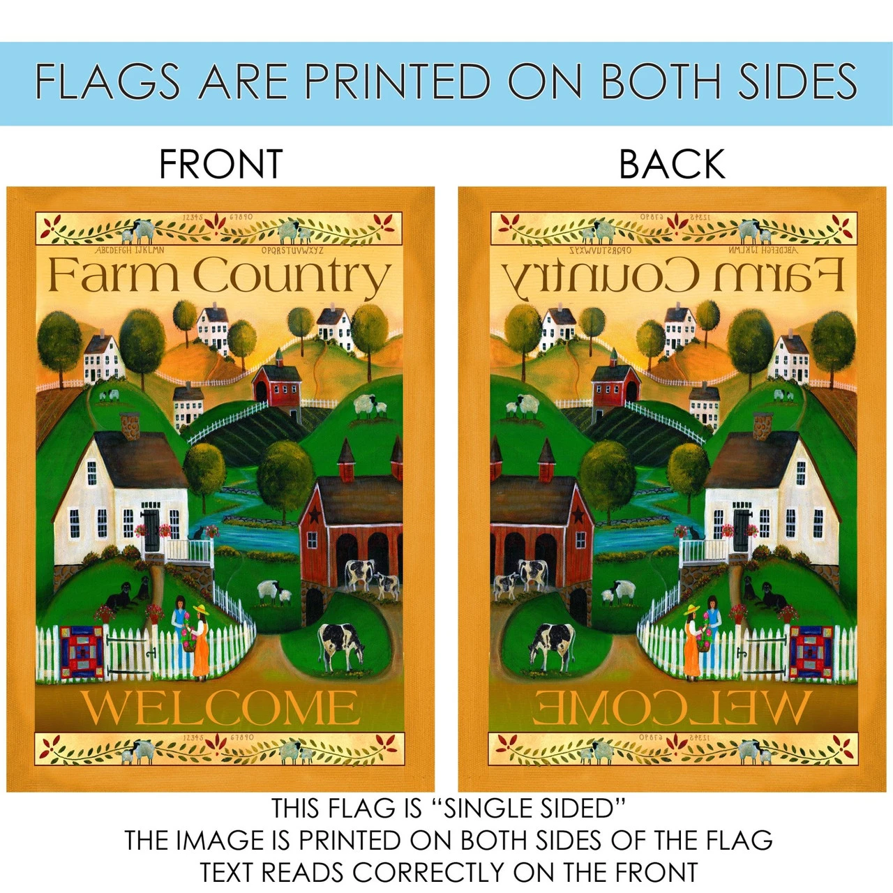 Green And Orange Country Neighbors Outdoor House Flag 40" X 28" 4 Green And Orange Country Neighbors Outdoor House Flag 40" X 28" - Image 4