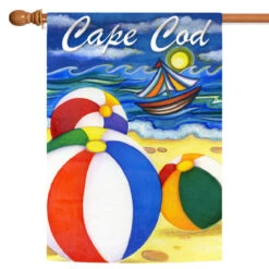 White And Blue Beach Balls Outdoor House Flag 40" X 28"