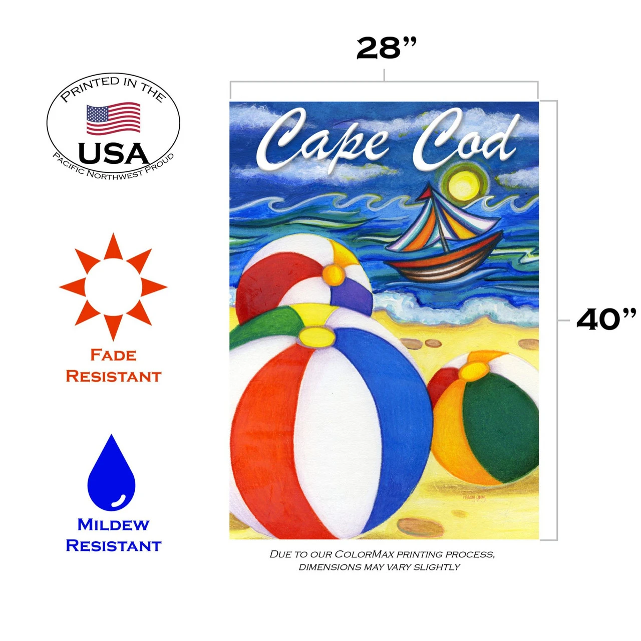 White And Blue Beach Balls Outdoor House Flag 40" X 28" 3 White And Blue Beach Balls Outdoor House Flag 40" X 28" - Image 3