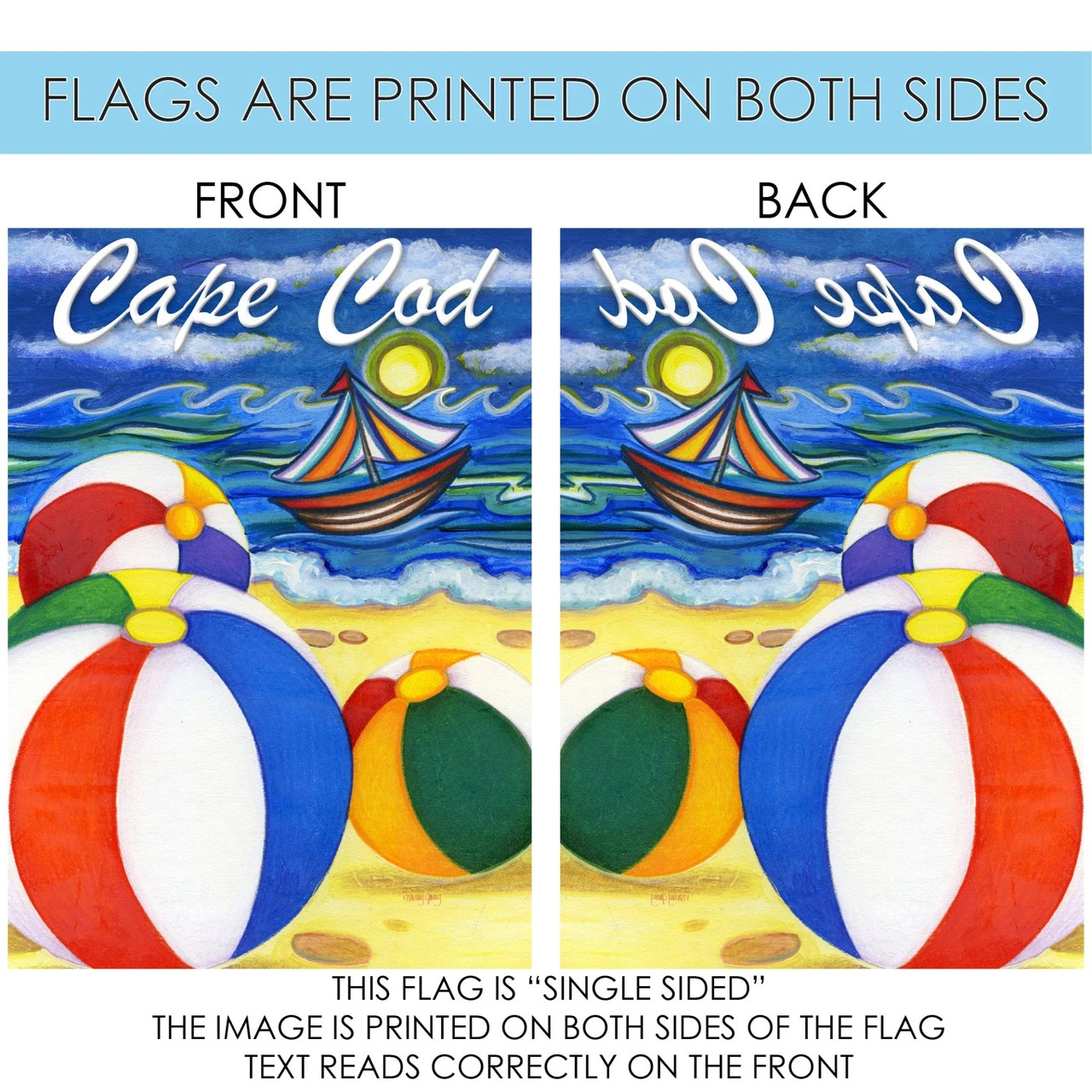 White And Blue Beach Balls Outdoor House Flag 40" X 28" 4 White And Blue Beach Balls Outdoor House Flag 40" X 28" - Image 4