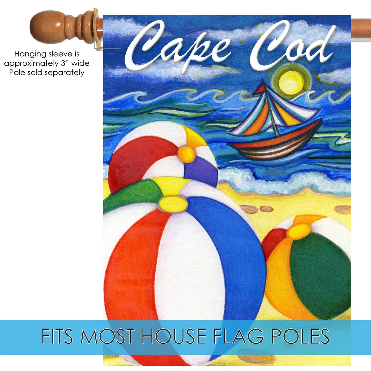 White And Blue Beach Balls Outdoor House Flag 40" X 28" 5 White And Blue Beach Balls Outdoor House Flag 40" X 28" - Image 5