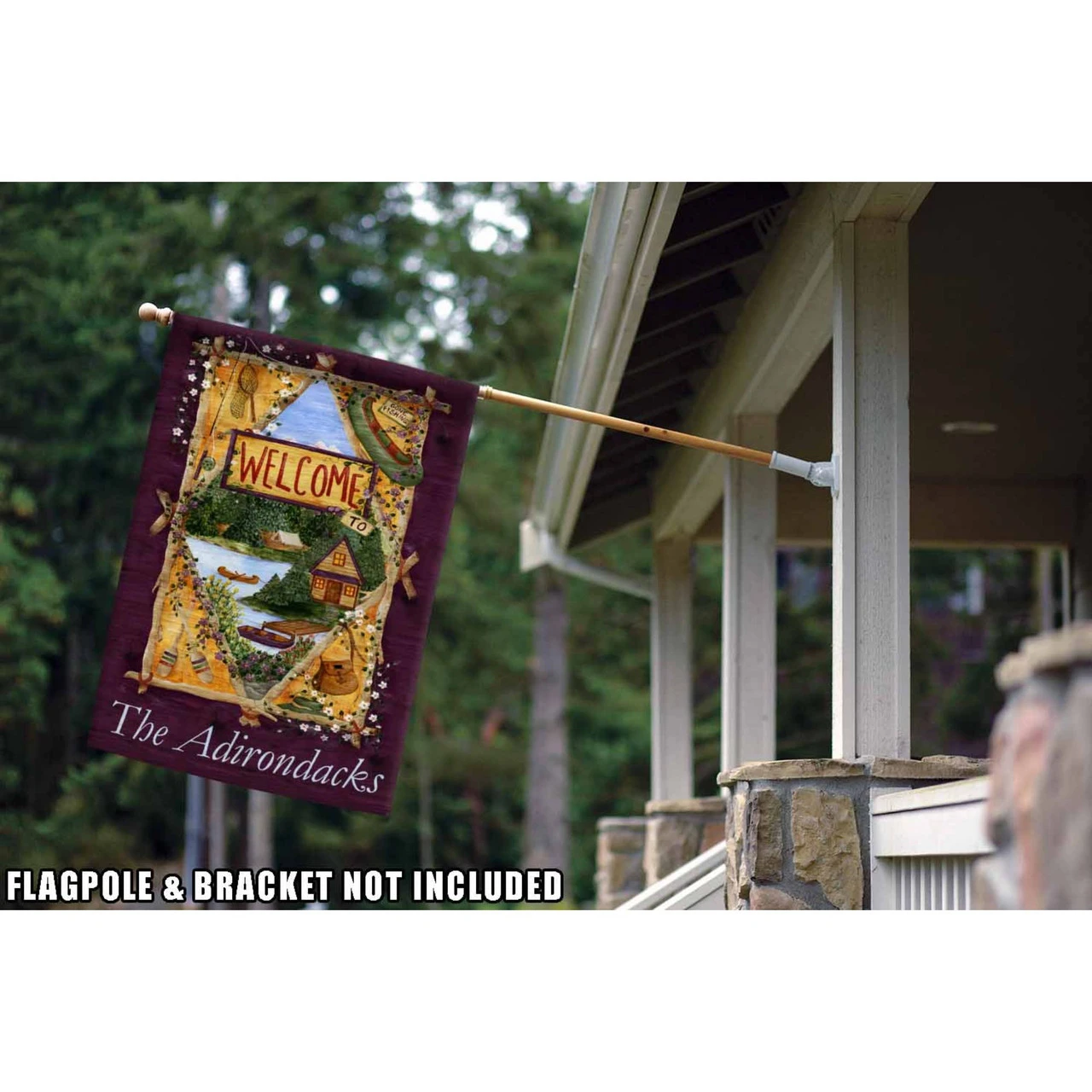 Purple And Green Lakeside Welcome Outdoor House Flag 40" X 28" 2 Purple And Green Lakeside Welcome Outdoor House Flag 40" X 28" - Image 2