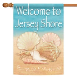 Blue And Beige Conch Shells Jersey Shore Outdoor House Flag 40" X 28"