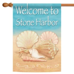 Blue And Beige Conch Shells Stone Harbor Outdoor House Flag 40" X 28"