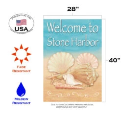 Blue And Beige Conch Shells Stone Harbor Outdoor House Flag 40" X 28" 7 Blue And Beige Conch Shells Stone Harbor Outdoor House Flag 40" X 28" -PatioVibe Shop dtol 1010984 3 18019.1684196460