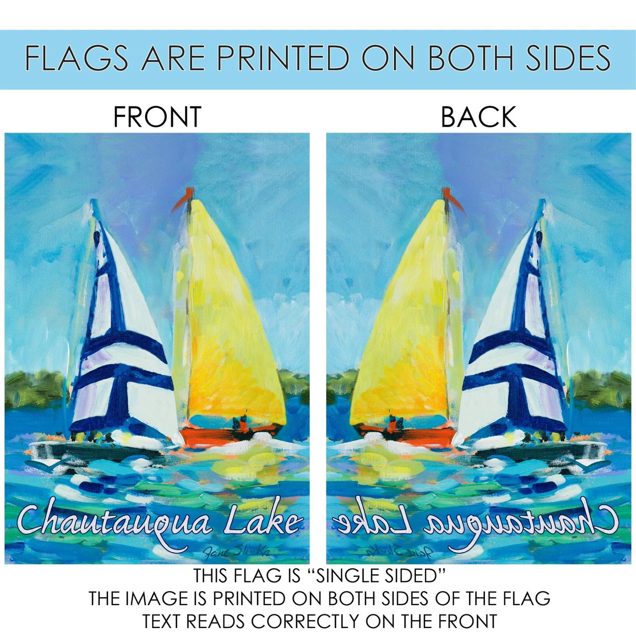 Blue And Yellow Regatta "Chautauqua Lake" Outdoor House Flag 40" X 28" 4 Blue And Yellow Regatta "Chautauqua Lake" Outdoor House Flag 40" X 28" - Image 4