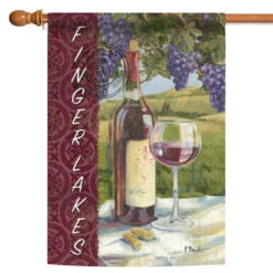 Red And Green Vino "Finger Lakes" Outdoor House Flag 40" X 28"