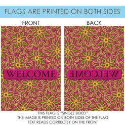 Pink And Green Fuschia "Welcome" Outdoor House Flag 40" X 28" 8 Pink And Green Fuschia "Welcome" Outdoor House Flag 40" X 28" -PatioVibe Shop dtol 1010996 4 96345.1684240052