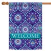 Blue And Purple Paws "Welcome" Outdoor House Flag 40" X 28"