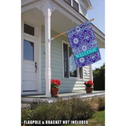 Blue And Purple Paws "Welcome" Outdoor House Flag 40" X 28" 6 Blue And Purple Paws "Welcome" Outdoor House Flag 40" X 28" -PatioVibe Shop dtol 1012001 2 67927.1684240065