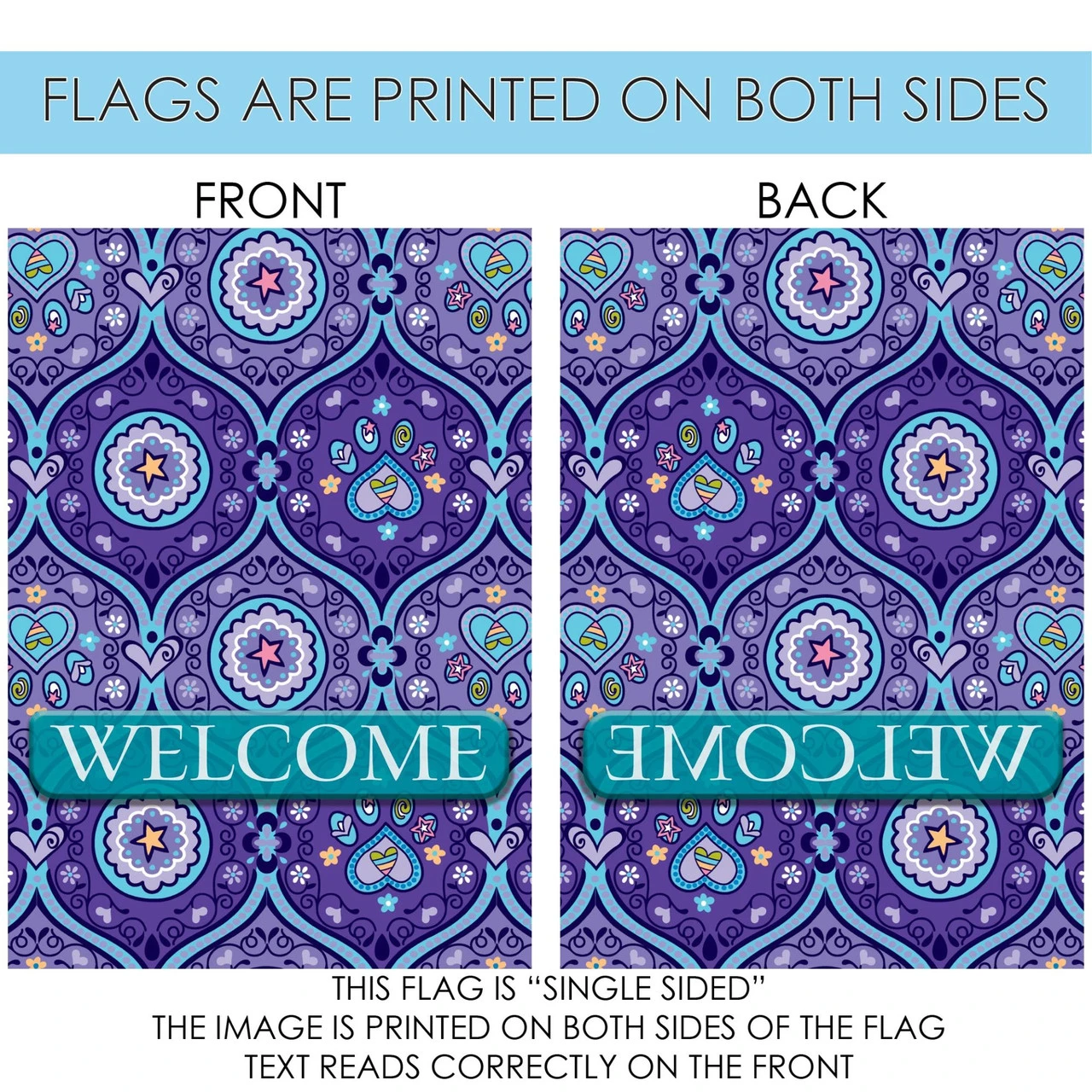 Blue And Purple Paws "Welcome" Outdoor House Flag 40" X 28" 4 Blue And Purple Paws "Welcome" Outdoor House Flag 40" X 28" - Image 4