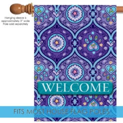 Blue And Purple Paws "Welcome" Outdoor House Flag 40" X 28" 9 Blue And Purple Paws "Welcome" Outdoor House Flag 40" X 28" -PatioVibe Shop dtol 1012001 5 35136.1684240066