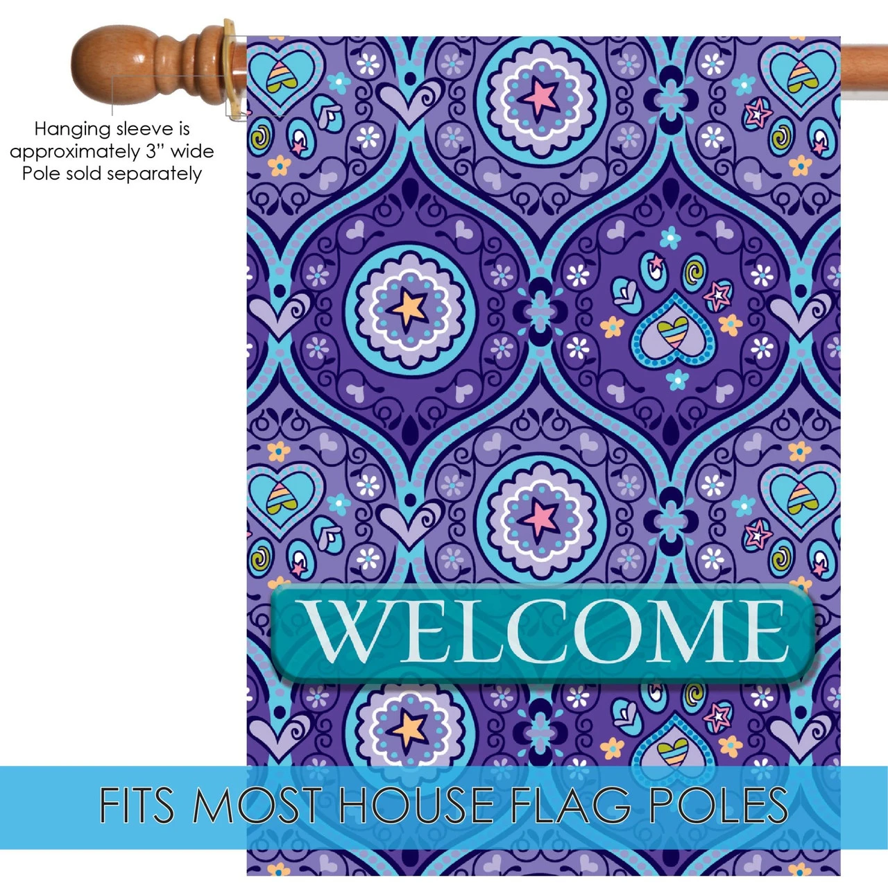 Blue And Purple Paws "Welcome" Outdoor House Flag 40" X 28" 5 Blue And Purple Paws "Welcome" Outdoor House Flag 40" X 28" - Image 5