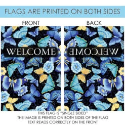 Blue And Beige Butterfly "Welcome" Outdoor House Flag 40" X 28" 8 Blue And Beige Butterfly "Welcome" Outdoor House Flag 40" X 28" -PatioVibe Shop dtol 1012002 4 96894.1684240069