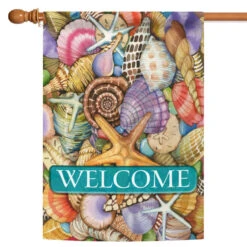 Shells Of The Sea "Welcome" Outdoor House Flag 40" X 28"