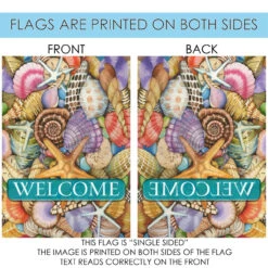 Shells Of The Sea "Welcome" Outdoor House Flag 40" X 28" 8 Shells Of The Sea "Welcome" Outdoor House Flag 40" X 28" -PatioVibe Shop dtol 1012005 4 06052.1684240059