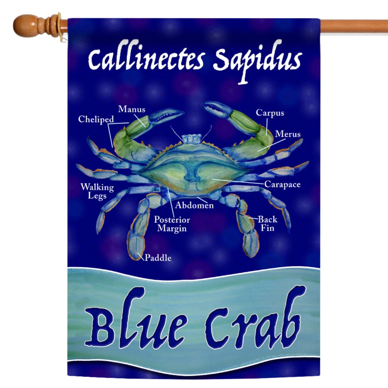 Chesapeake "Blue Crab" Outdoor House Flag 40" X 28" 1 Chesapeake "Blue Crab" Outdoor House Flag 40" X 28"
