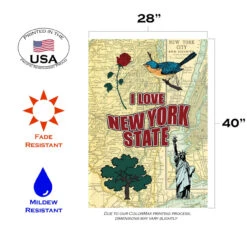 Red And Beige "I Love New York State" Outdoor House Flag 40" X 28" -PatioVibe Shop dtol 1012029 3 11449.1684255149