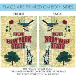 Red And Beige "I Love New York State" Outdoor House Flag 40" X 28" -PatioVibe Shop dtol 1012029 4 39376.1684255150