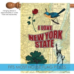 Red And Beige "I Love New York State" Outdoor House Flag 40" X 28" -PatioVibe Shop dtol 1012029 5 81904.1684255150