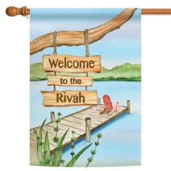 Green And Blue Welcome To The Rivah Outdoor House Flag 40" X 28"