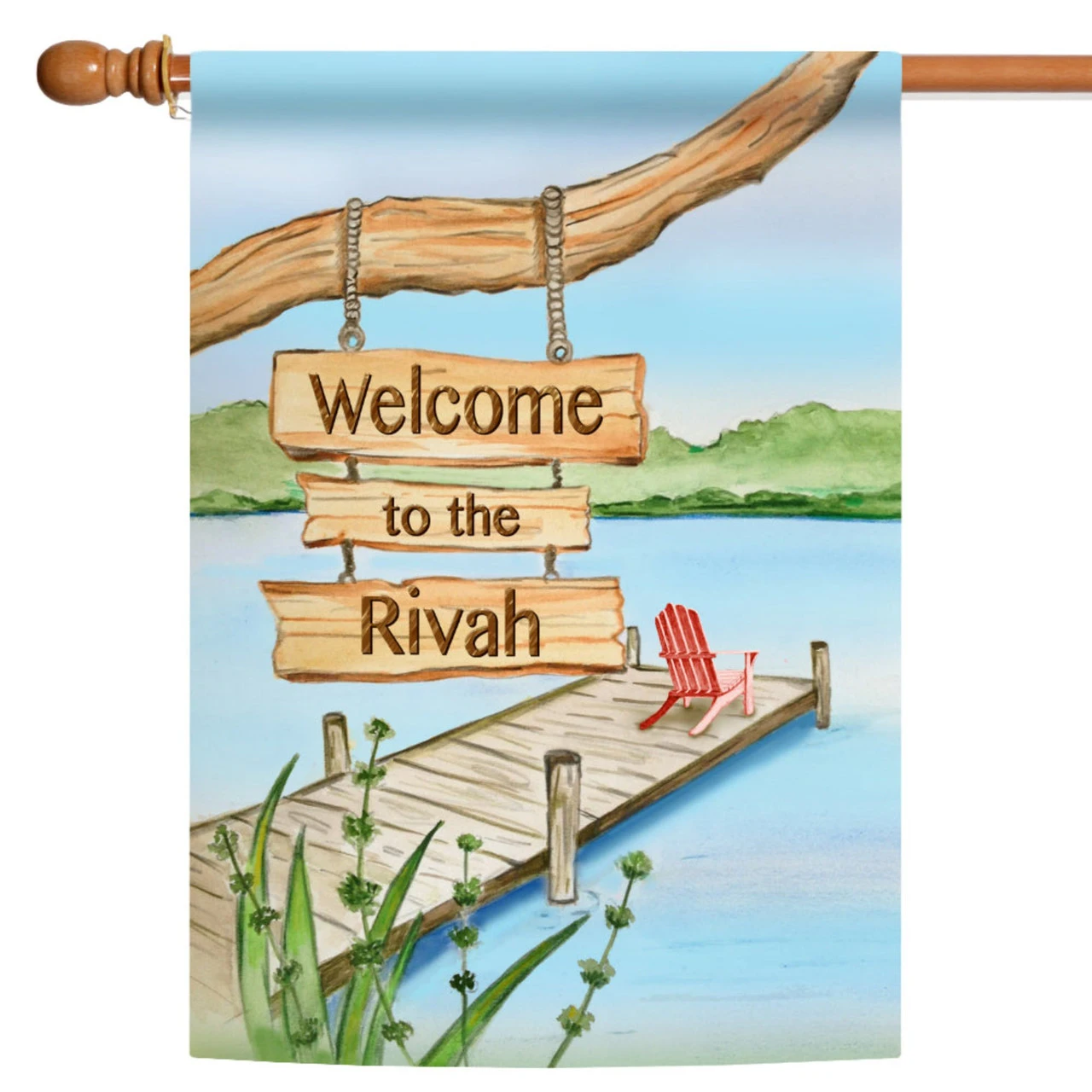 Green And Blue Welcome To The Rivah Outdoor House Flag 40" X 28" 1 Green And Blue Welcome To The Rivah Outdoor House Flag 40" X 28"
