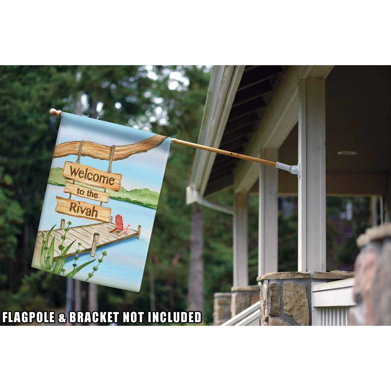 Green And Blue Welcome To The Rivah Outdoor House Flag 40" X 28" 2 Green And Blue Welcome To The Rivah Outdoor House Flag 40" X 28" - Image 2