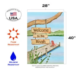 Green And Blue Welcome To The Rivah Outdoor House Flag 40" X 28" 7 Green And Blue Welcome To The Rivah Outdoor House Flag 40" X 28" -PatioVibe Shop dtol 1012046 3 13746.1684240114
