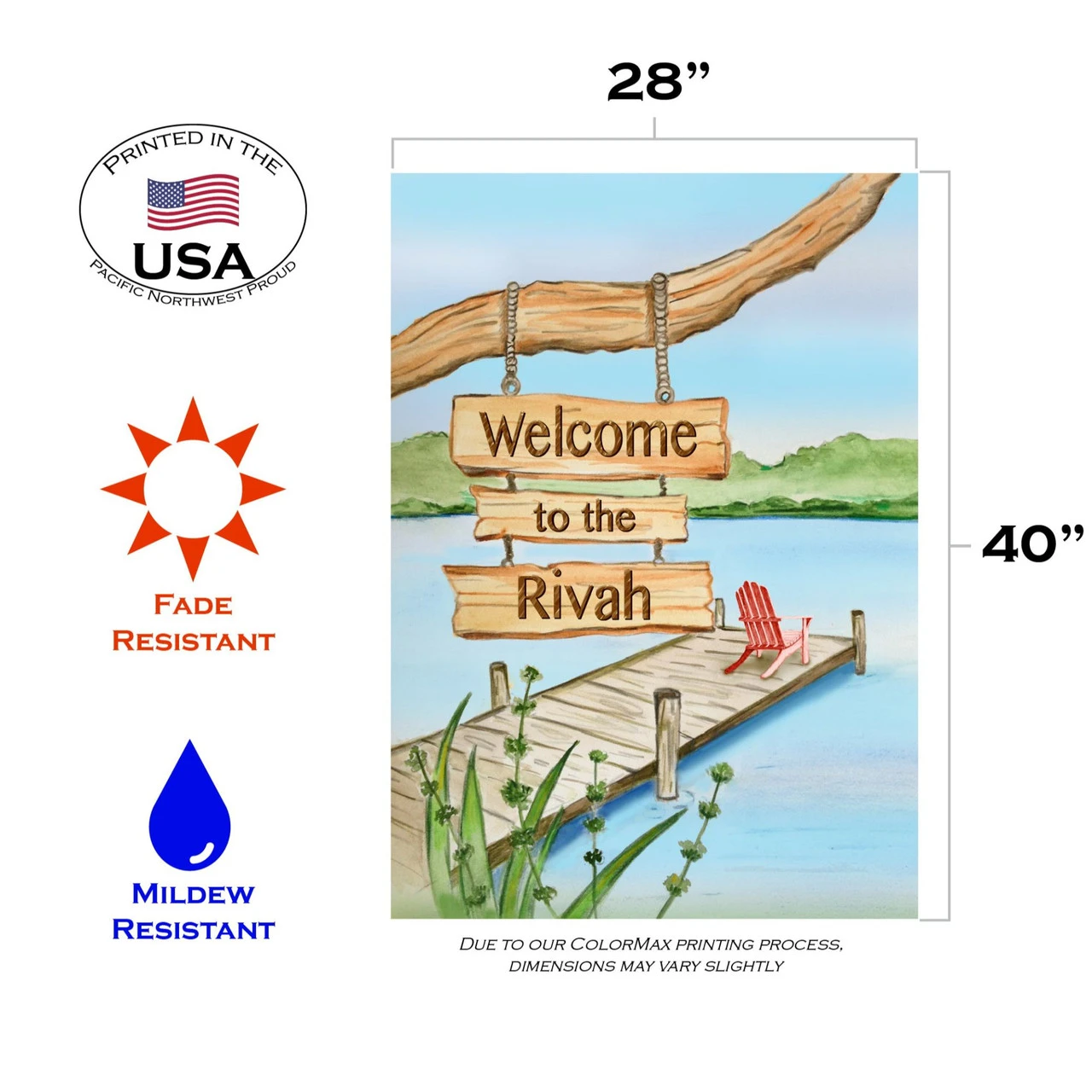 Green And Blue Welcome To The Rivah Outdoor House Flag 40" X 28" 3 Green And Blue Welcome To The Rivah Outdoor House Flag 40" X 28" - Image 3