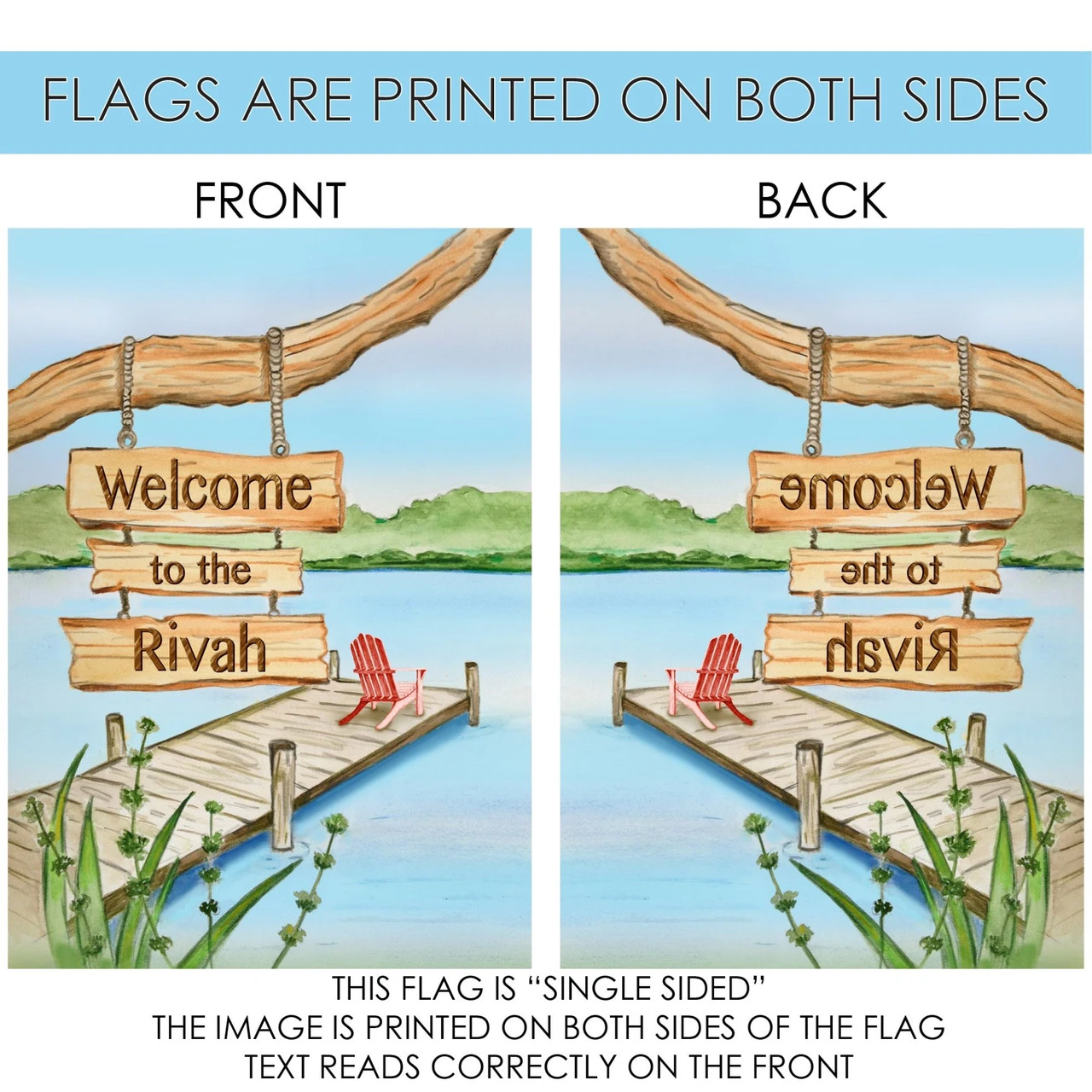 Green And Blue Welcome To The Rivah Outdoor House Flag 40" X 28" 4 Green And Blue Welcome To The Rivah Outdoor House Flag 40" X 28" - Image 4