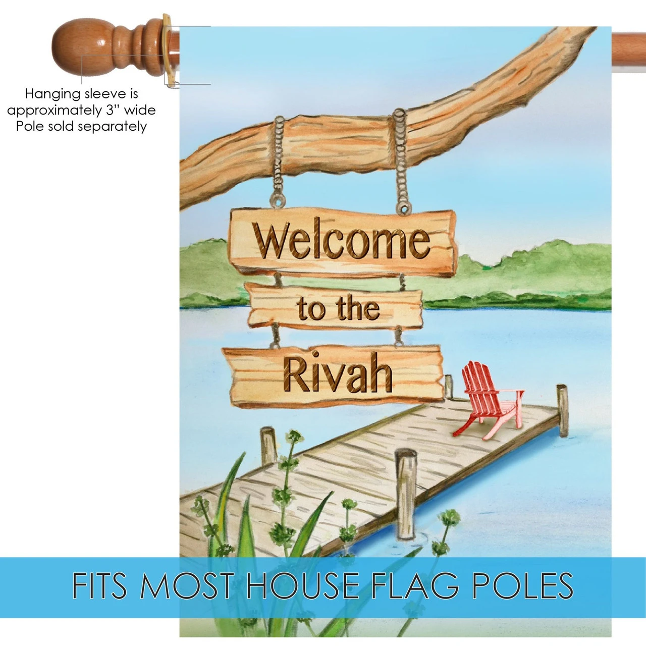 Green And Blue Welcome To The Rivah Outdoor House Flag 40" X 28" 5 Green And Blue Welcome To The Rivah Outdoor House Flag 40" X 28" - Image 5