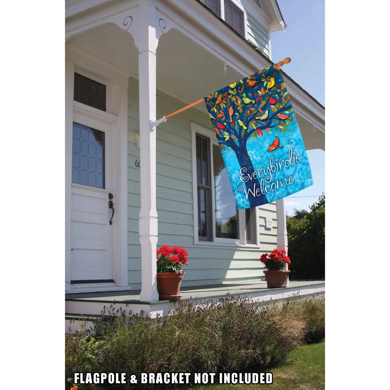 Green And Blue Everybirdie Welcome Outdoor House Flag 40" X 28" 2 Green And Blue Everybirdie Welcome Outdoor House Flag 40" X 28" - Image 2